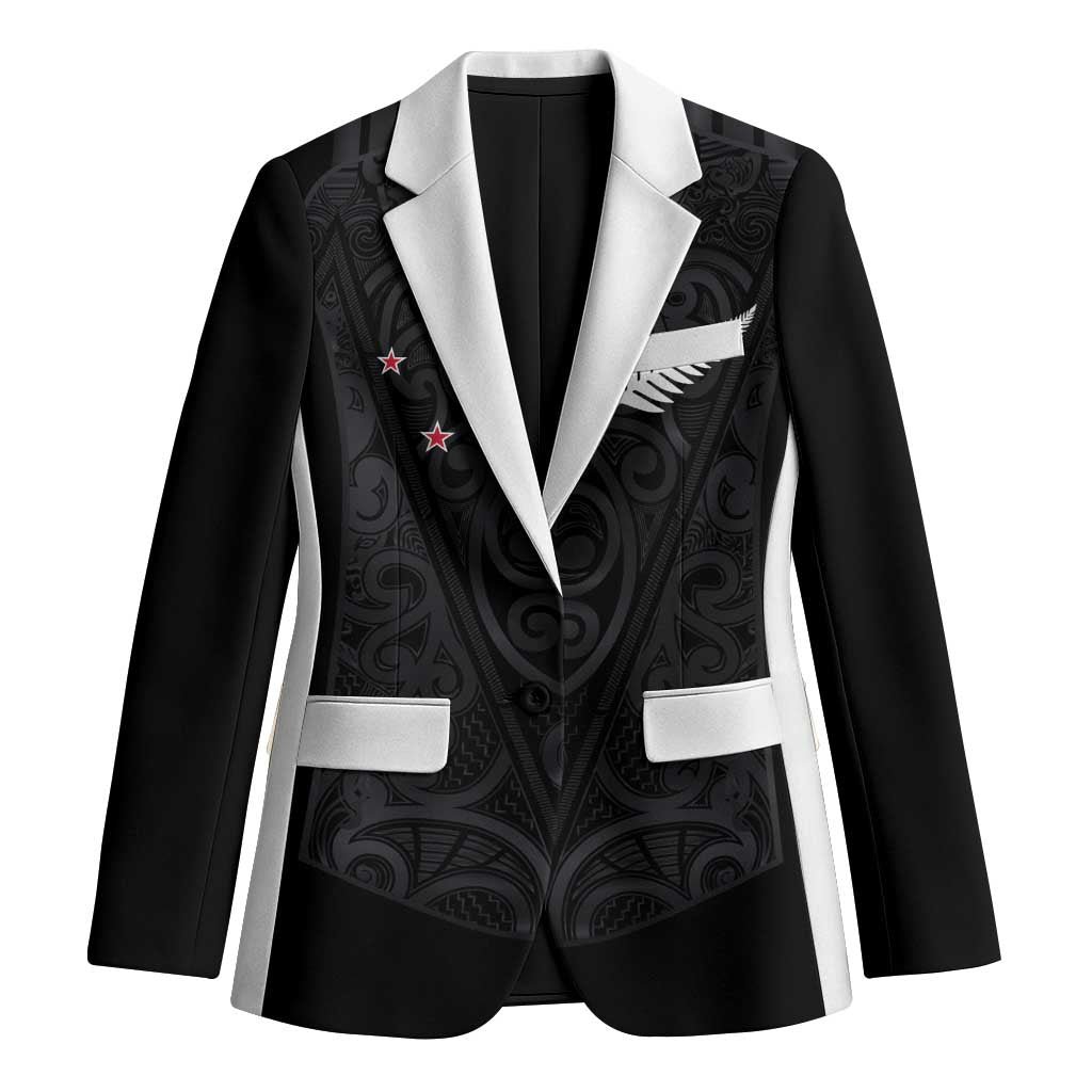Custom Aotearoa Rugby Blazer Fern Blacks-Traditional Maori Motifs Design LT03 Unisex Black - Polynesian Pride