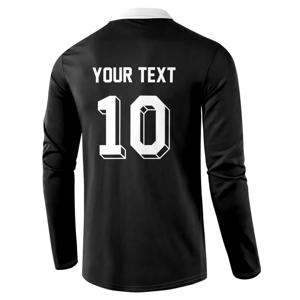 Custom Aotearoa Rugby Button Sweatshirt Fern Blacks-Traditional Maori Motifs Design