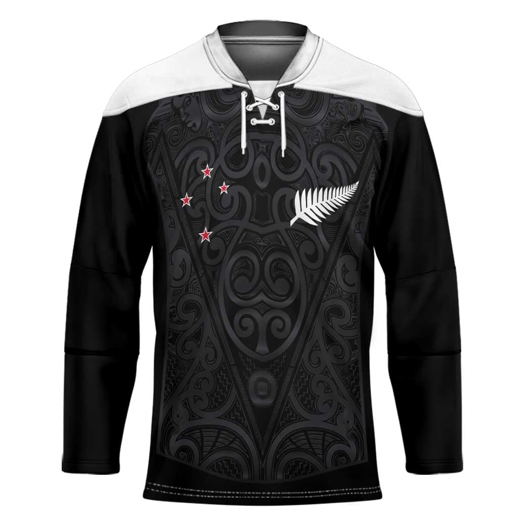 Custom Aotearoa Rugby Hockey Jersey Fern Blacks-Traditional Maori Motifs Design