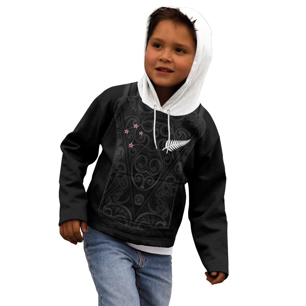 Custom Aotearoa Rugby Kid Hoodie Fern Blacks-Traditional Maori Motifs Design