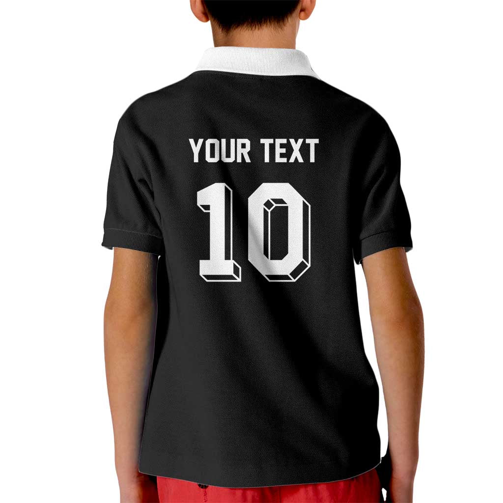 Custom Aotearoa Rugby Kid Polo Shirt Fern Blacks-Traditional Maori Motifs Design LT03 - Polynesian Pride