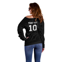 Custom Aotearoa Rugby Off Shoulder Sweater Fern Blacks-Traditional Maori Motifs Design