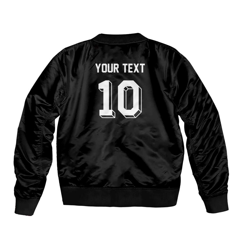 Custom Aotearoa Rugby Sleeve Zip Bomber Jacket Fern Blacks-Traditional Maori Motifs Design LT03 - Polynesian Pride