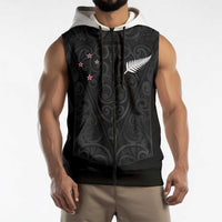 Custom Aotearoa Rugby Sleeveless Zip Hoodie Fern Blacks-Traditional Maori Motifs Design