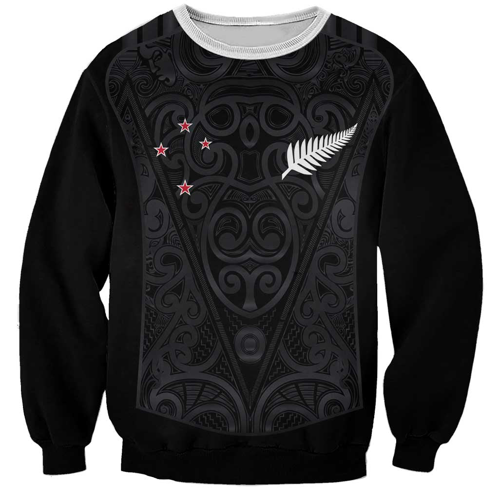 Custom Aotearoa Rugby Sweatshirt Fern Blacks-Traditional Maori Motifs Design LT03 Unisex Black - Polynesian Pride
