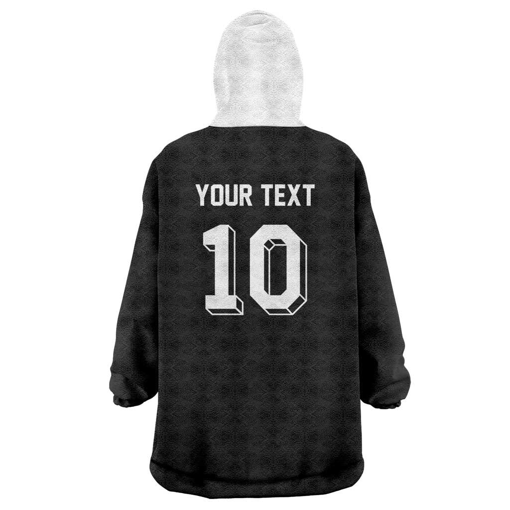 Custom Aotearoa Rugby Wearable Blanket Hoodie Fern Blacks-Traditional Maori Motifs Design