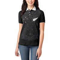 Custom Aotearoa Rugby Women Polo Shirt Fern Blacks-Traditional Maori Motifs Design