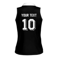 Custom Aotearoa Rugby Women Sleeveless Polo Shirt Fern Blacks-Traditional Maori Motifs Design