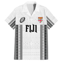 Fiji Rugby Warriors Family Matching Puletasi and Hawaiian Shirt Masi Tribal Pattern Go Champion 2024 LT03 Dad's Shirt - Short Sleeve White - Polynesian Pride