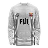 Fiji Rugby Warriors Long Sleeve Shirt Masi Tribal Pattern Go Champion 2024 LT03 Unisex White - Polynesian Pride
