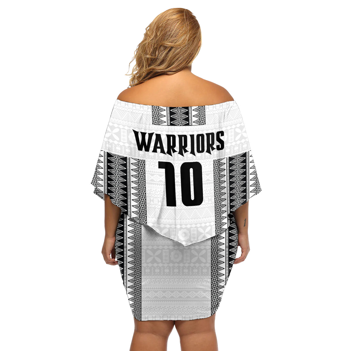 Fiji Rugby Warriors Off Shoulder Short Dress Masi Tribal Pattern Go Champion 2024