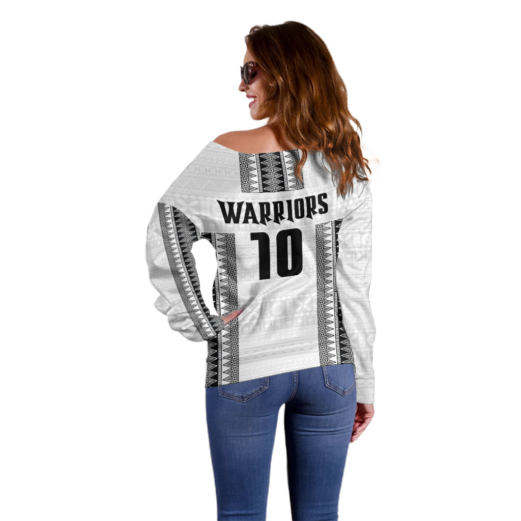Fiji Rugby Warriors Off Shoulder Sweater Masi Tribal Pattern Go Champion 2024