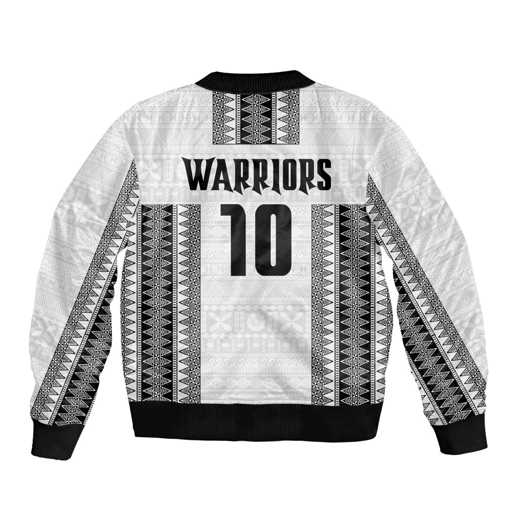 Fiji Rugby Warriors Sleeve Zip Bomber Jacket Masi Tribal Pattern Go Champion 2024 LT03 - Polynesian Pride