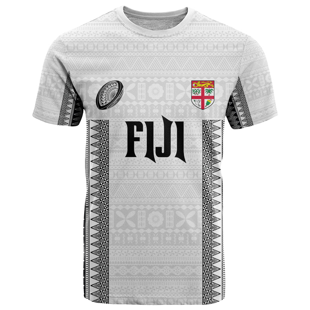 Fiji Rugby Warriors T Shirt Masi Tribal Pattern Go Champion 2024 LT03 White - Polynesian Pride