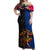 Hawaii and Samoa Together Off Shoulder Maxi Dress Samoan Warrior and Beauty Hula Girl