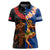 Hawaii and Samoa Together Women Polo Shirt Samoan Warrior and Beauty Hula Girl