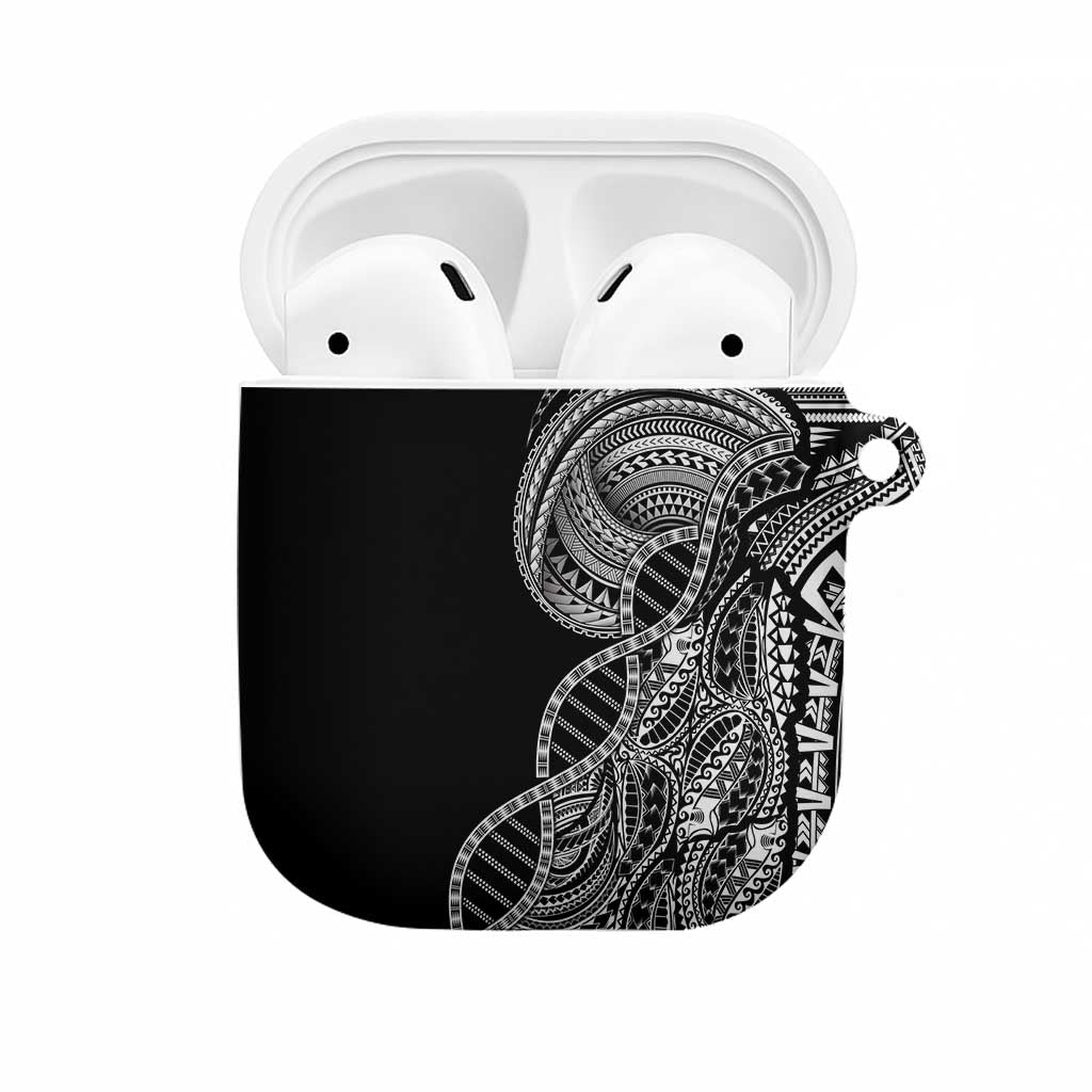 Samoan DNA Art Tattoo AirPods Case Polynesian Pattern Black Color