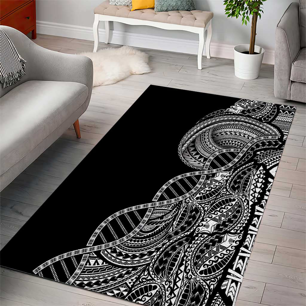 Samoan DNA Art Tattoo Area Rug Polynesian Pattern Black Color LT03 - Polynesian Pride