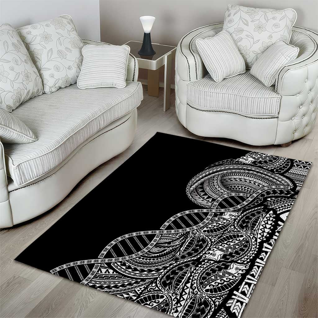 Samoan DNA Art Tattoo Area Rug Polynesian Pattern Black Color LT03 - Polynesian Pride