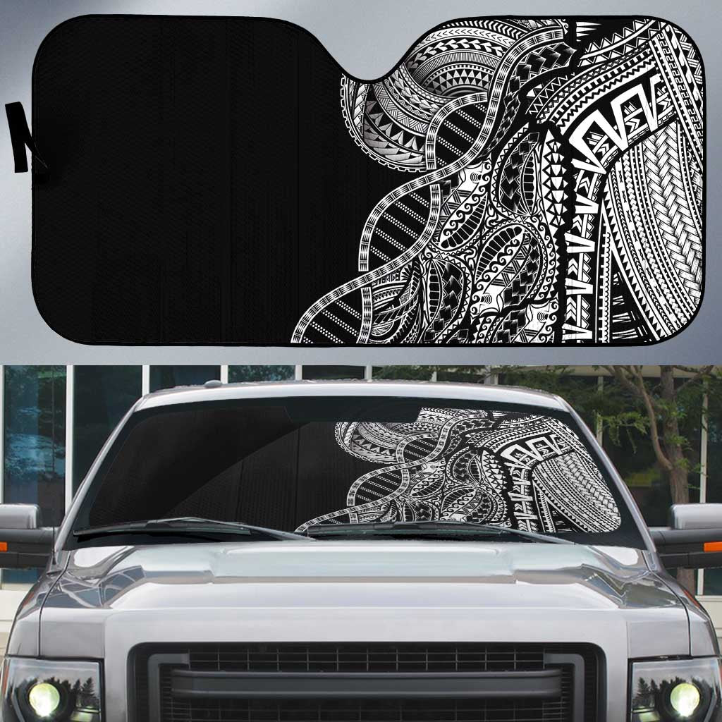 Samoan DNA Art Tattoo Auto Sun Shade Polynesian Pattern Black Color