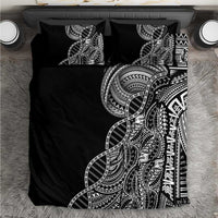 Samoan DNA Art Tattoo Bedding Set Polynesian Pattern Black Color