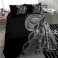 Samoan DNA Art Tattoo Bedding Set Polynesian Pattern Black Color