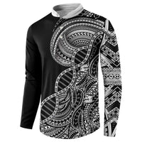 Samoan DNA Art Tattoo Button Sweatshirt Polynesian Pattern Black Color
