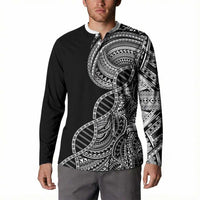 Samoan DNA Art Tattoo Button Sweatshirt Polynesian Pattern Black Color