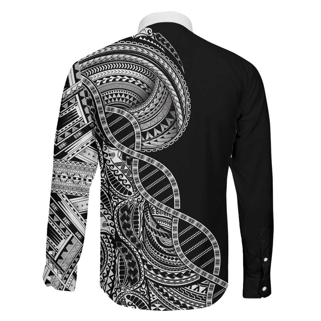 Samoan DNA Art Tattoo Family Matching Summer Maxi Dress and Hawaiian Shirt Polynesian Pattern Black Color LT03 - Polynesian Pride
