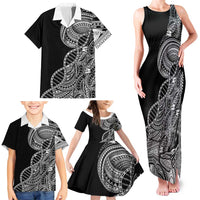 Samoan DNA Art Tattoo Family Matching Tank Maxi Dress and Hawaiian Shirt Polynesian Pattern Black Color LT03 - Polynesian Pride
