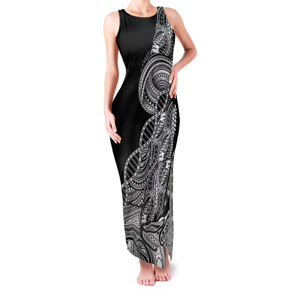 Samoan DNA Art Tattoo Family Matching Tank Maxi Dress and Hawaiian Shirt Polynesian Pattern Black Color LT03 Mom's Dress Black - Polynesian Pride