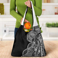 Samoan DNA Art Tattoo Grocery Bag Polynesian Pattern Black Color