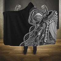 Samoan DNA Art Tattoo Hooded Blanket Polynesian Pattern Black Color
