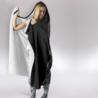 Samoan DNA Art Tattoo Hooded Blanket Polynesian Pattern Black Color