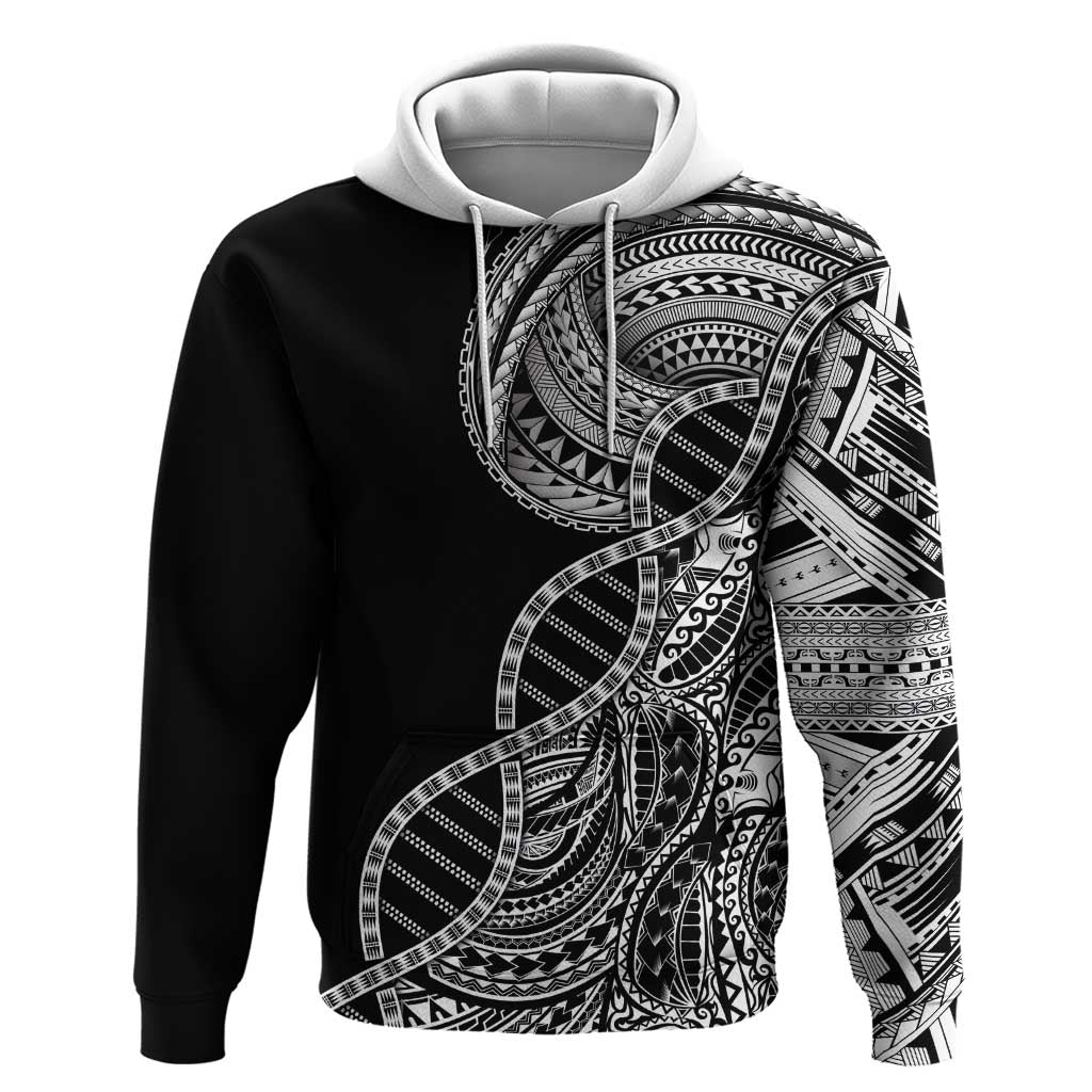 Samoan DNA Art Tattoo Hoodie Polynesian Pattern Black Color LT03 Pullover Hoodie Black - Polynesian Pride