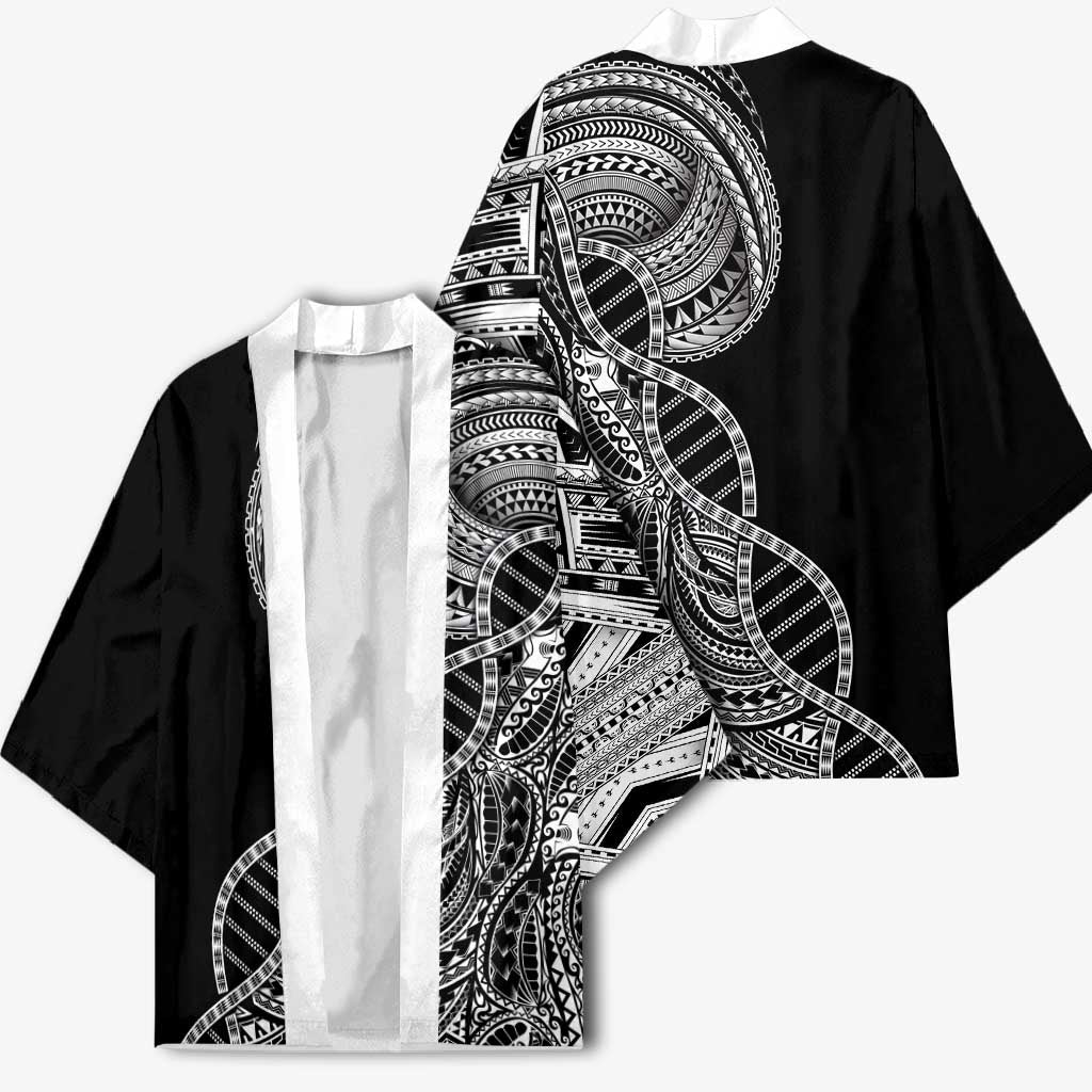 Samoan DNA Art Tattoo Kimono Polynesian Pattern Black Color LT03 - Polynesian Pride