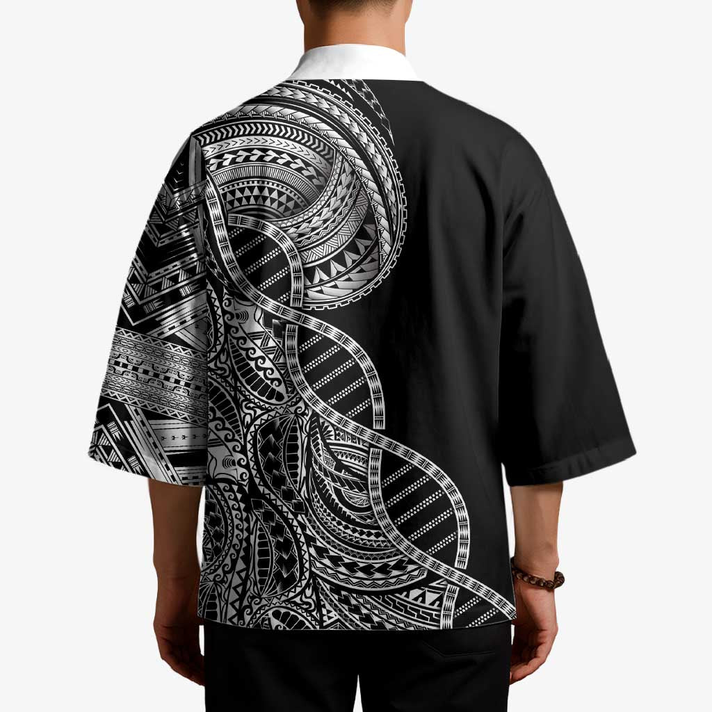Samoan DNA Art Tattoo Kimono Polynesian Pattern Black Color LT03 - Polynesian Pride