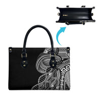 Samoan DNA Art Tattoo Leather Bag Polynesian Pattern Black Color
