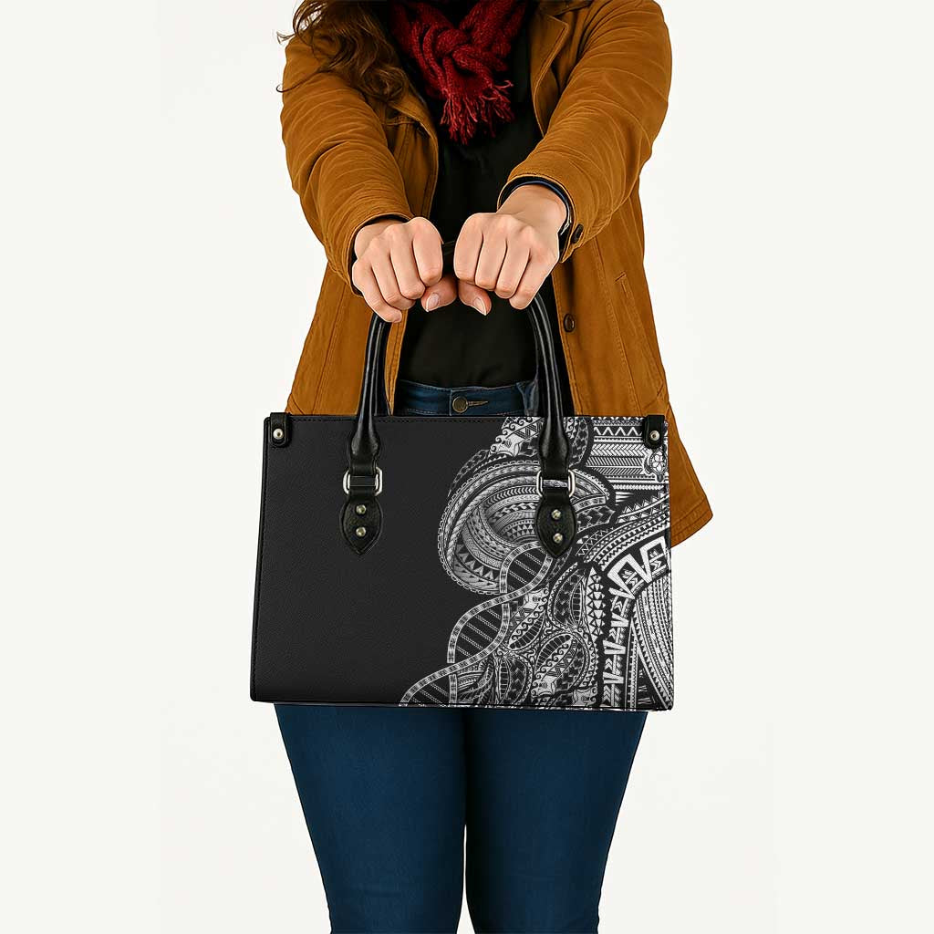 Samoan DNA Art Tattoo Leather Bag Polynesian Pattern Black Color