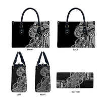 Samoan DNA Art Tattoo Leather Bag Polynesian Pattern Black Color