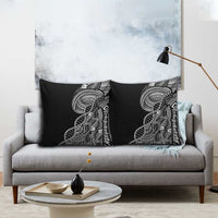 Samoan DNA Art Tattoo Pillow Cover Polynesian Pattern Black Color