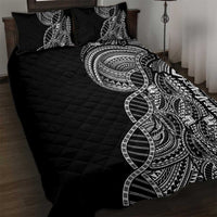 Samoan DNA Art Tattoo Quilt Bed Set Polynesian Pattern Black Color