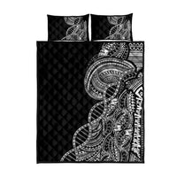 Samoan DNA Art Tattoo Quilt Bed Set Polynesian Pattern Black Color