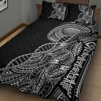 Samoan DNA Art Tattoo Quilt Bed Set Polynesian Pattern Black Color