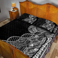 Samoan DNA Art Tattoo Quilt Bed Set Polynesian Pattern Black Color