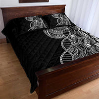 Samoan DNA Art Tattoo Quilt Bed Set Polynesian Pattern Black Color