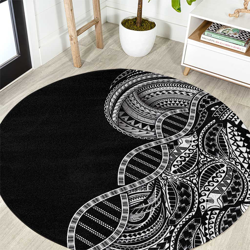 Samoan DNA Art Tattoo Round Carpet Polynesian Pattern Black Color LT03 Black - Polynesian Pride