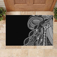 Samoan DNA Art Tattoo Rubber Doormat Polynesian Pattern Black Color