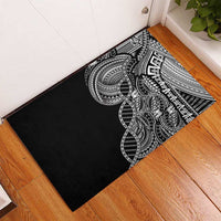 Samoan DNA Art Tattoo Rubber Doormat Polynesian Pattern Black Color