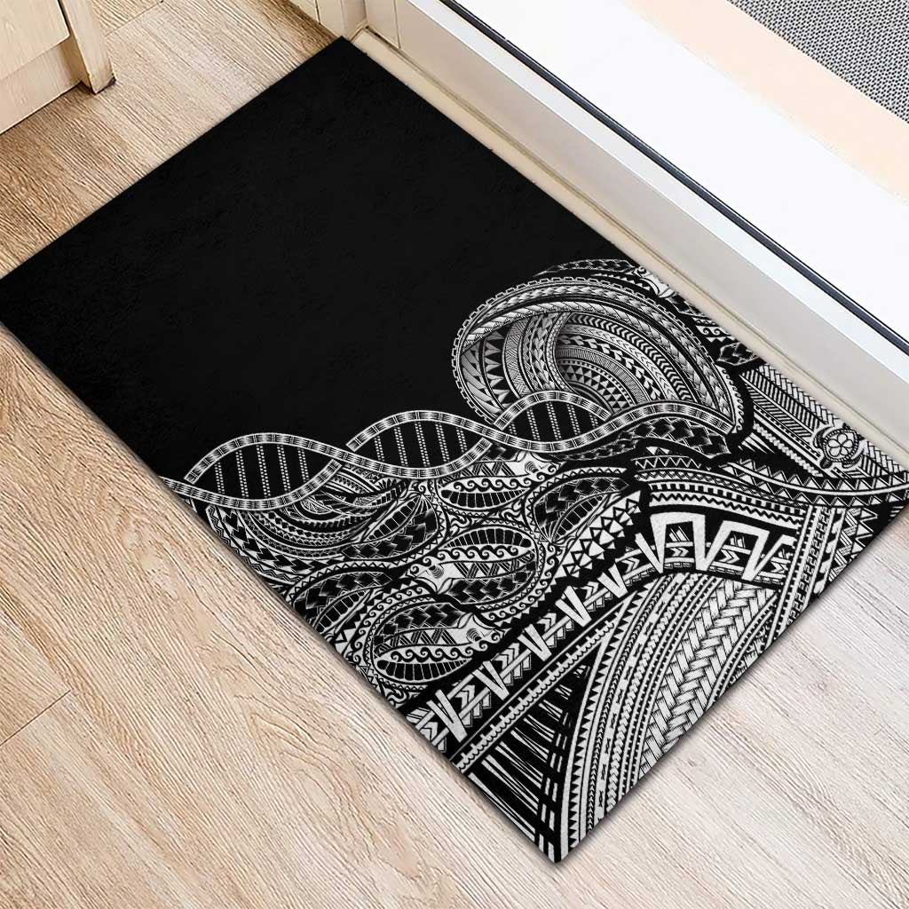 Samoan DNA Art Tattoo Rubber Doormat Polynesian Pattern Black Color
